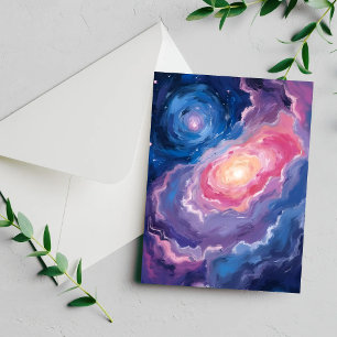 Galaxy Above   Sky Stars Pastel Watercolor Card