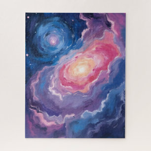 Galaxy Above Sky Stars Pastel Watercolor Jigsaw Puzzle