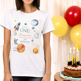 Galaxy Adventure Space  Boy First Birthday  T-Shirt