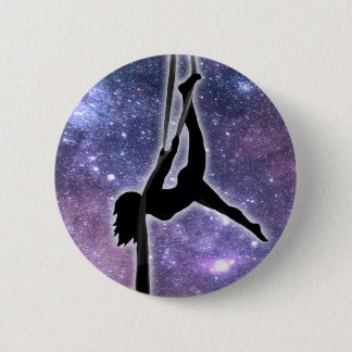 Galaxy Aerialist dancer pose on Aerial Silks 6 Cm Round Badge