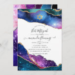 Galaxy Agate Bat Mitzvah Invitation<br><div class="desc">Galaxy faux glitter agate stone bat mitzvah invitation with elegant handwriting typography customisable to your event specifics.</div>