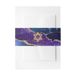 Galaxy Agate Bat Mitzvah Invitation Belly Band