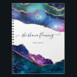Galaxy Agate Bat Mitzvah Notebook<br><div class="desc">Galaxy faux glitter agate stone bat mitzvah prayer notebook with elegant handwriting typography customizable to your event specifics.</div>