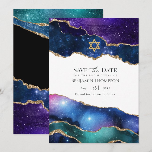 Galaxy Agate Bat Mitzvah Save The Date (Front/Back)
