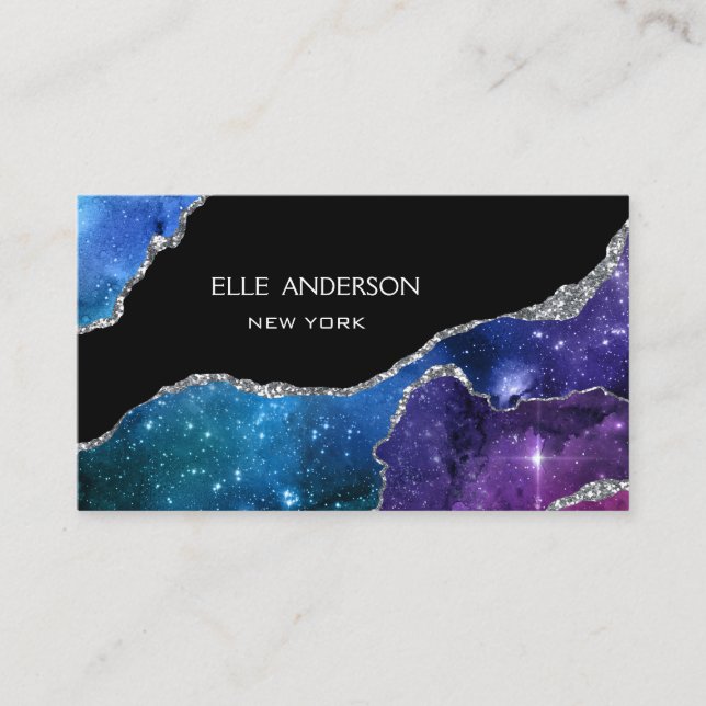Galaxy Agate Modern Elegant Makeup Business Card (Front)