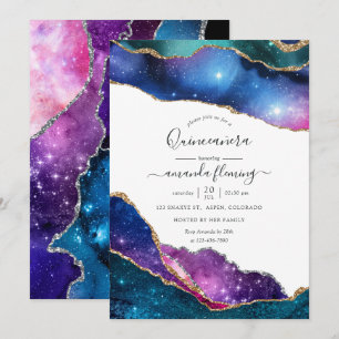 Galaxy Agate Quinceañera Invitation