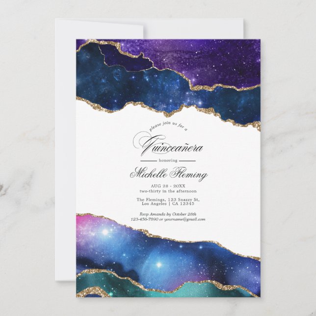 Galaxy Agate Quinceañera Invitation (Front)