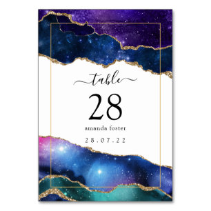 Galaxy Agate Quinceañera Table Number