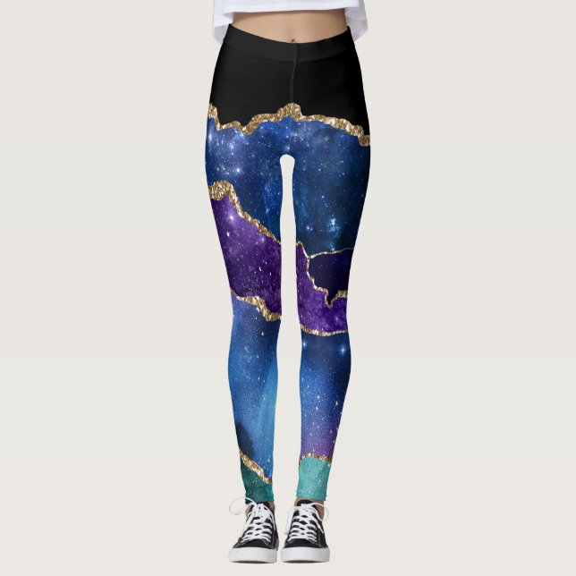 Galaxy Agate Series Design 13  Leggings (Front)