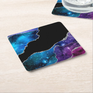 Galaxy Agate Series Design 9   Square Paper Coaster