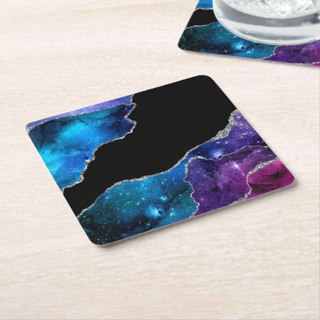 Galaxy Agate Series Design 9   Square Paper Coaster (Angled)