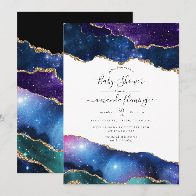 Galaxy Agate Stone Baby Shower Invitation (Front/Back)