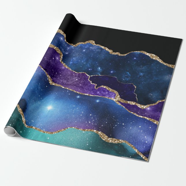 Galaxy Agate Stone Wrapping Paper (Unrolled)