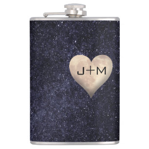 Galaxy and Moon Hip Flask