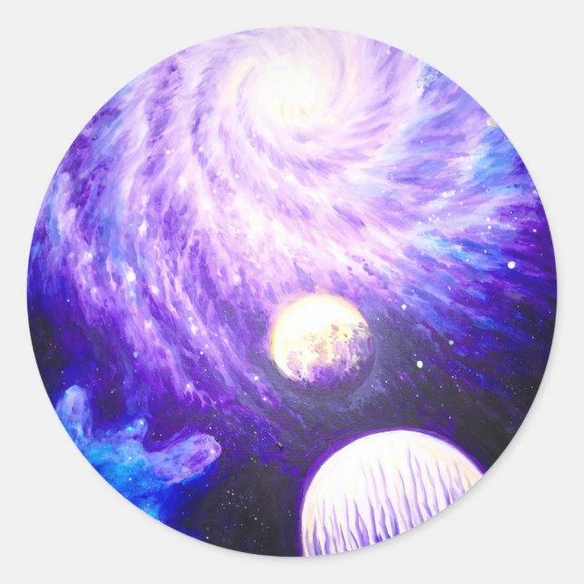 Galaxy and planets classic round sticker (Front)
