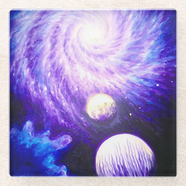 Galaxy and planets glass coaster (Front)