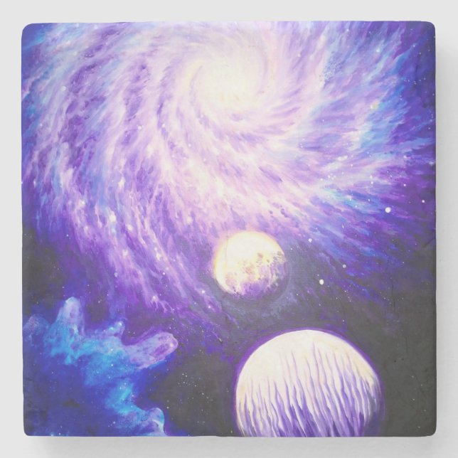 Galaxy and planets stone coaster (Front)
