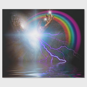 Galaxy and rainbow wrapping paper