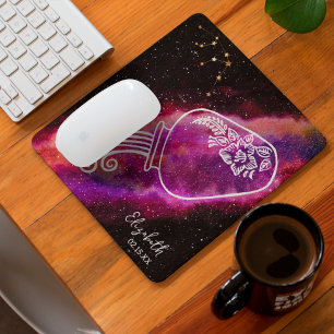 Galaxy Aquarius Personalised Name Zodiac Sign Mouse Mat