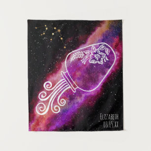 Galaxy Aquarius Personalised Name Zodiac Sign Tapestry