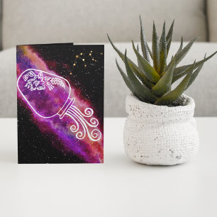 Galaxy Aquarius Personalised Zodiac Sign Birthday Card