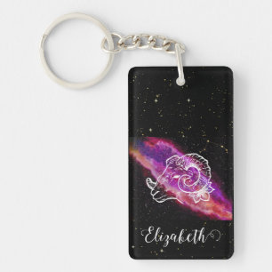 Galaxy Aries Zodiac Constellation Sign Key Ring