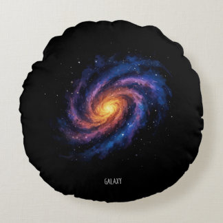 Galaxy Artwork – Cosmic Spiral Space Illustration Round Cushion