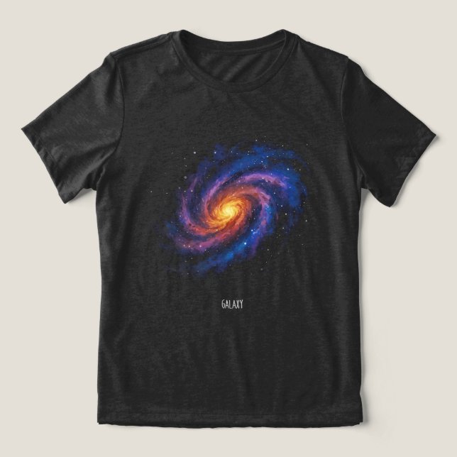 Galaxy Artwork – Cosmic Spiral Space Illustration Tri-Blend Shirt (Design Front)