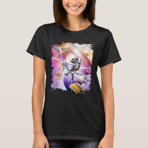Galaxy Astronaut Cat on Lazer Alien in Space T-Shirt