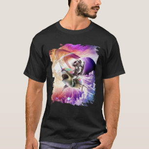 Galaxy Astronaut Cat Riding Rainbow Shark Unicorn T-Shirt