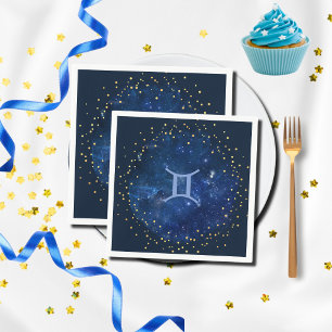 Galaxy background -Gemini symbol Napkin