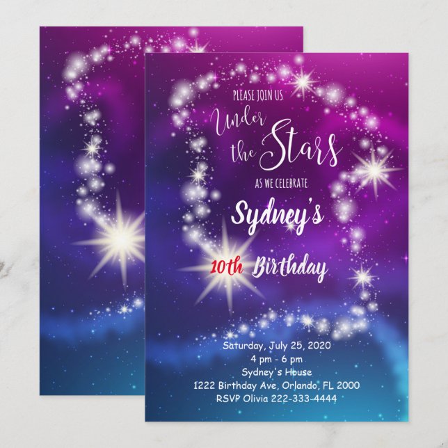 Galaxy Birthday Invitation (Front/Back)
