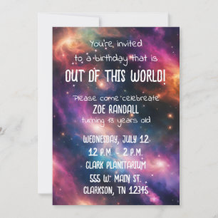 Galaxy Birthday Party Invitations