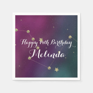 Galaxy Birthday Party Purple Blue Sky Foil Stars Napkin