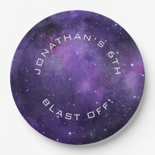 Galaxy Birthday Purple Space Planetarium Party Paper Plate