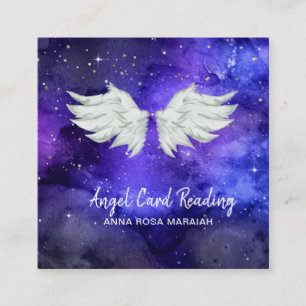 *~* Galaxy Blue Cosmos Stars Angel Wing Universe  Square Business Card