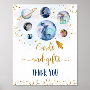 Galaxy Blue Gold Cards & Gifts Birthday Sign