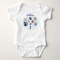 Galaxy Blue Gold Outer Space First Birthday