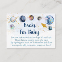 Galaxy Blue Gold Space Baby Shower Book Request
