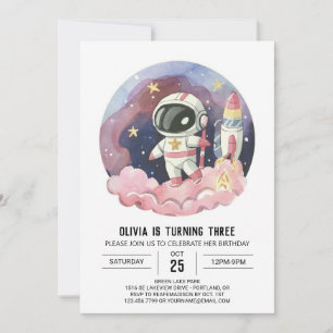 Galaxy Boho Dream Astronaut Birthday Invitation