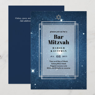 GALAXY Boys BAR MITVAH Space Blue Invitation