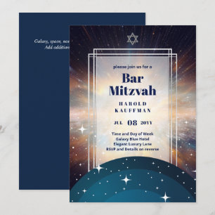 GALAXY Boys BAR MITVAH Space Blue Invitation
