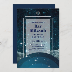 GALAXY Boys BAR MITVAH Space Blue Invitation