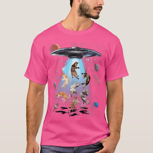 Galaxy Cat  Cat Ufo Shirt Funny Cat Tee Cat Graphi (Front)