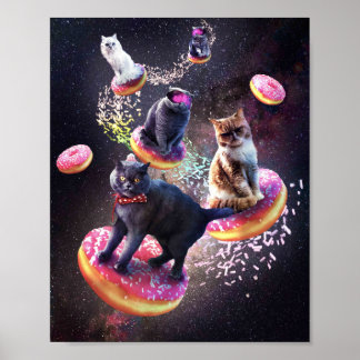 Galaxy Cat Doughnut - Space Cats Riding Doughnuts Poster