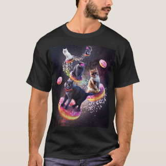 Galaxy Cat Doughnut - Space Cats Riding Doughnuts T-Shirt