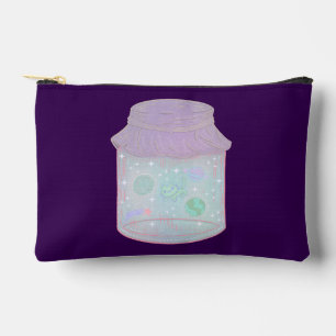 Galaxy Cat in a Jar Kawaii Space Cat Art Accessory Pouch