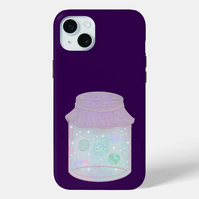 Galaxy Cat in a Jar | Kawaii Space Cat Art Case-Mate iPhone Case (Back)