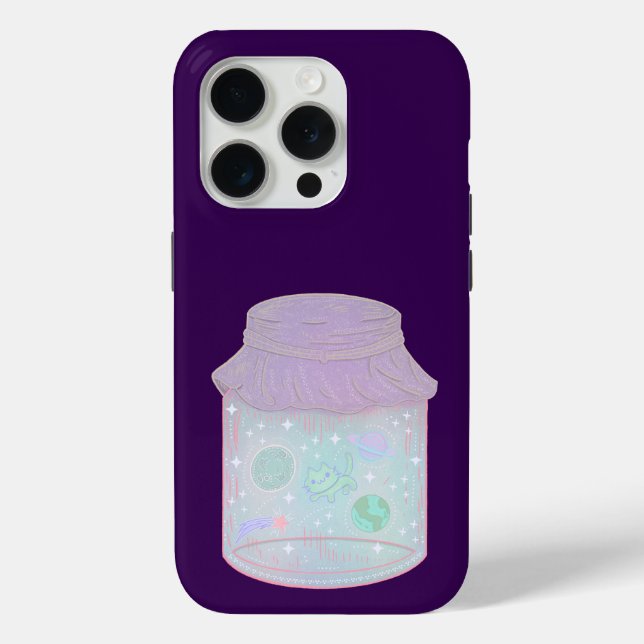 Galaxy Cat in a Jar | Kawaii Space Cat Art Case-Mate iPhone Case (Back)