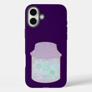 Galaxy Cat in a Jar | Kawaii Space Cat Art iPhone 16 Plus Case